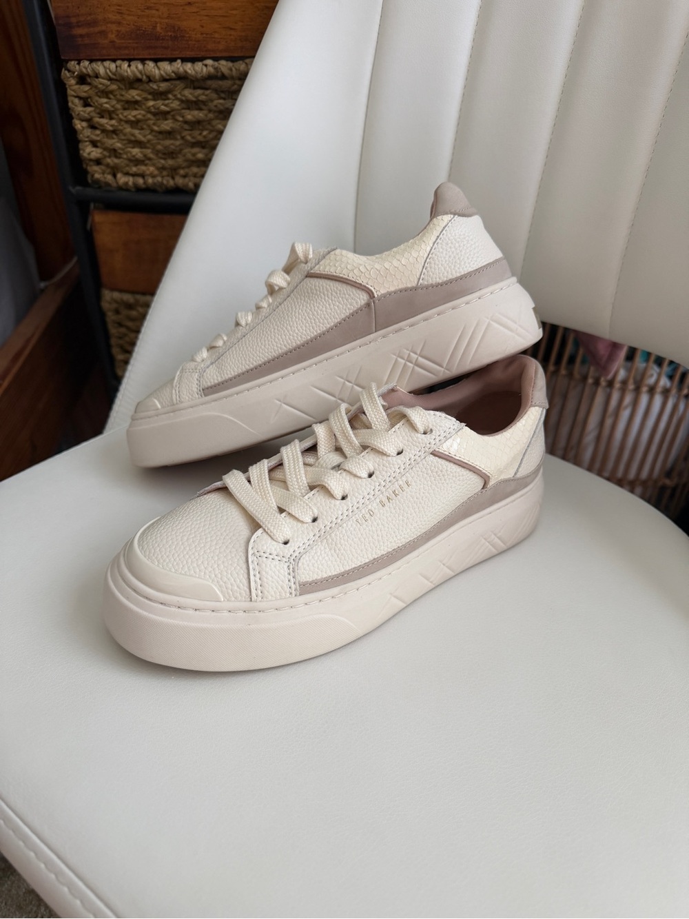 Ted Baker Cream and Taupe Women’s Leather Sneakers
